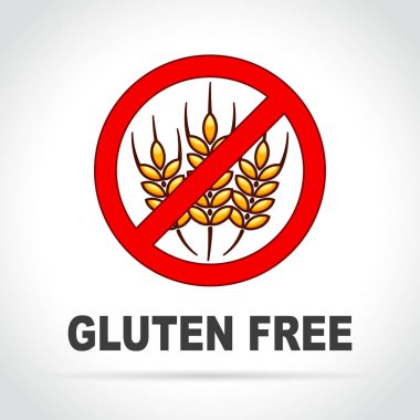 Beyaz arka plan üzerinde gluten ücretsiz simge gösteren resim