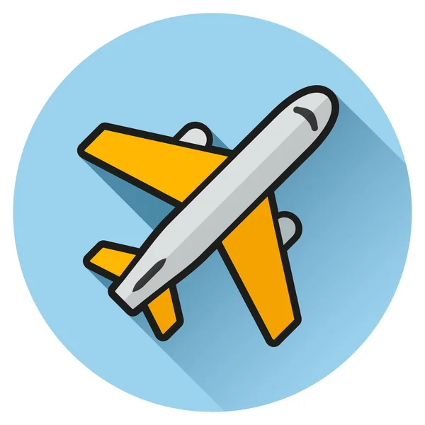 Illustration Des Flugzeugkreises Blaues Flaches Symbol — Stockvektor