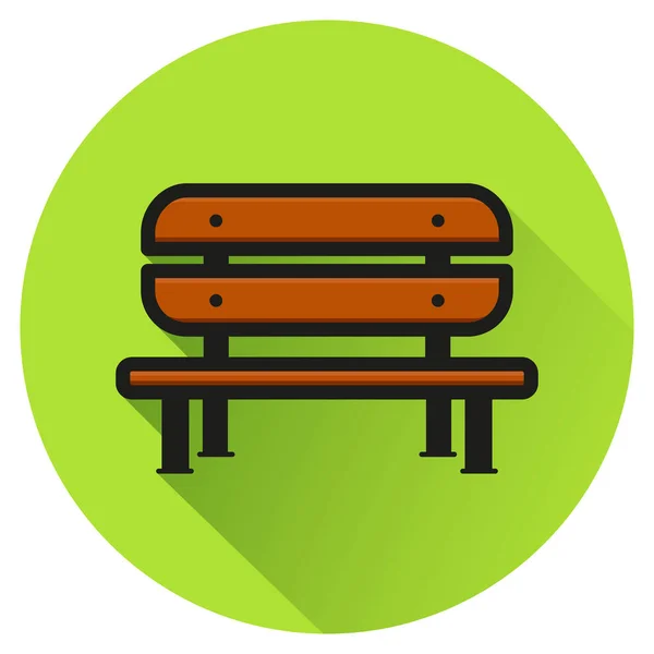 Illustration Bench Green Circle Flat Icon — Stock Vector