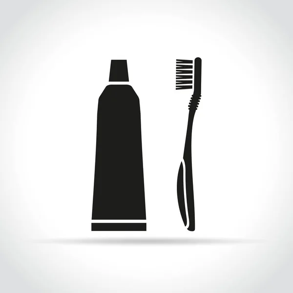 Illustration Dentifrice Brosse Dents Icônes Noires — Image vectorielle