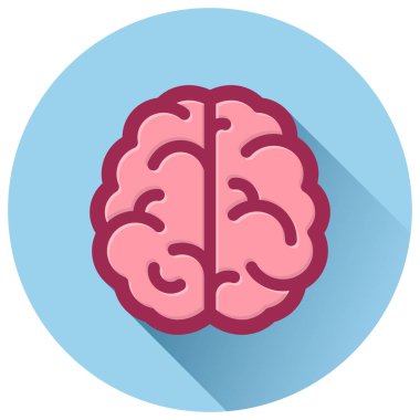 Beyin daire mavi düz simgesinin resmi