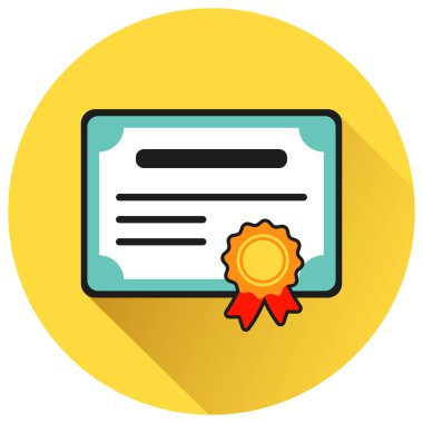 Sertifika daire sarı düz simgesinin resmi