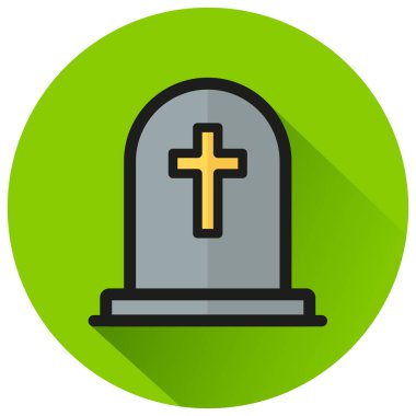 Mezar taşı daire yeşil düz simge gösteren resim