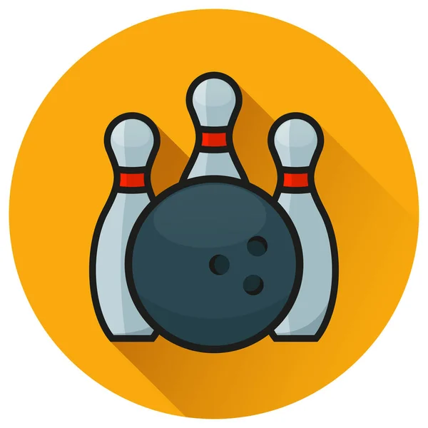 Illusztráció Bowling Narancssárga Kör Lapos Ikon — Stock Vector