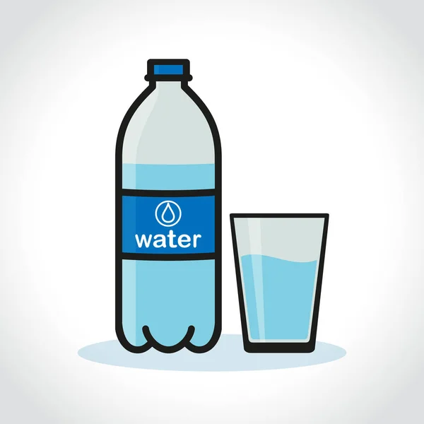 Ilustración Botella Agua Vidrio Sobre Fondo Blanco — Vector de stock