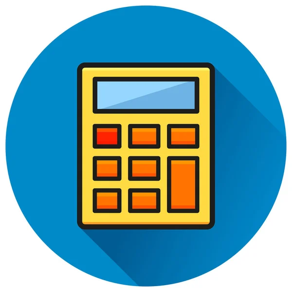 Ilustración Calculadora Círculo Azul Icono Plano — Vector de stock