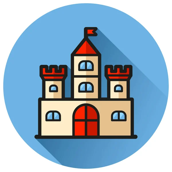 Ilustración Del Círculo Del Castillo Icono Plano Azul — Archivo Imágenes Vectoriales