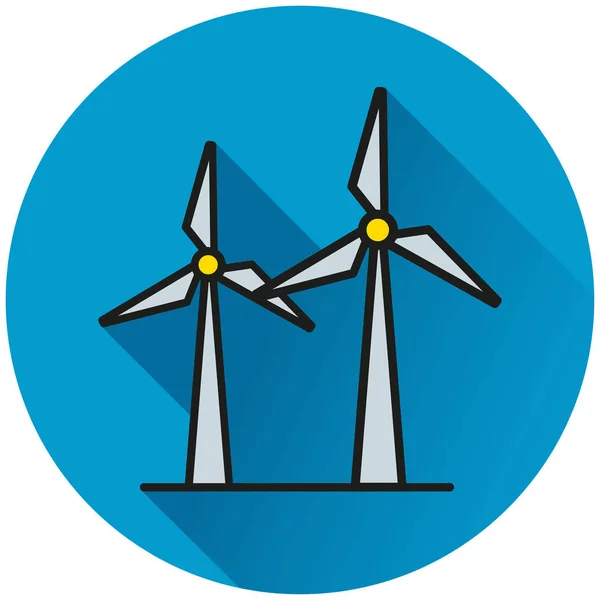 Illustration Wind Turbine Cirkel Blå Ikon — Stock vektor