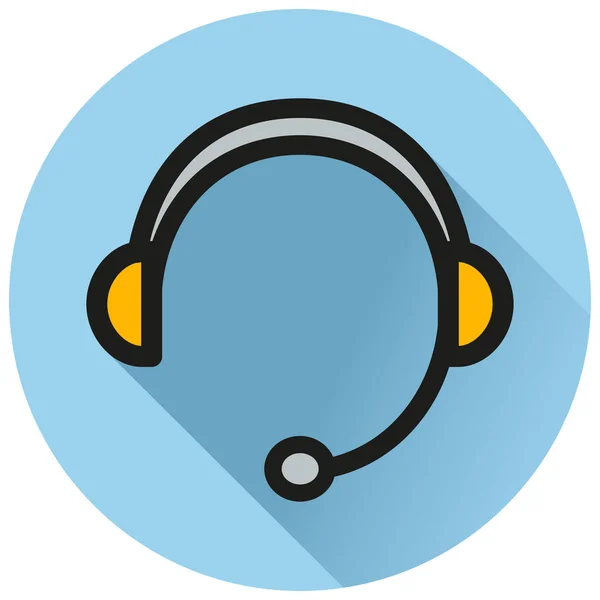 Ilustración Auriculares Círculo Icono Plano Azul — Vector de stock