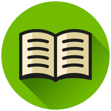 Açık kitap daire yeşil simge gösteren resim