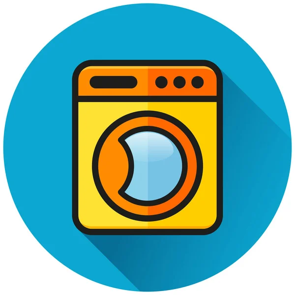 Ilustração Máquina Lavar Roupa Ícone Círculo Azul — Vetor de Stock
