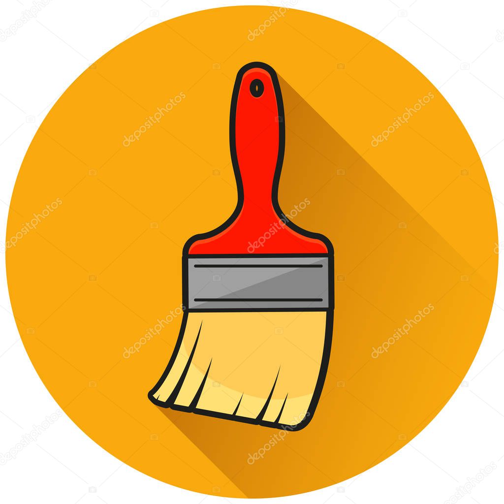 Illustration of paint brush circle orange icon