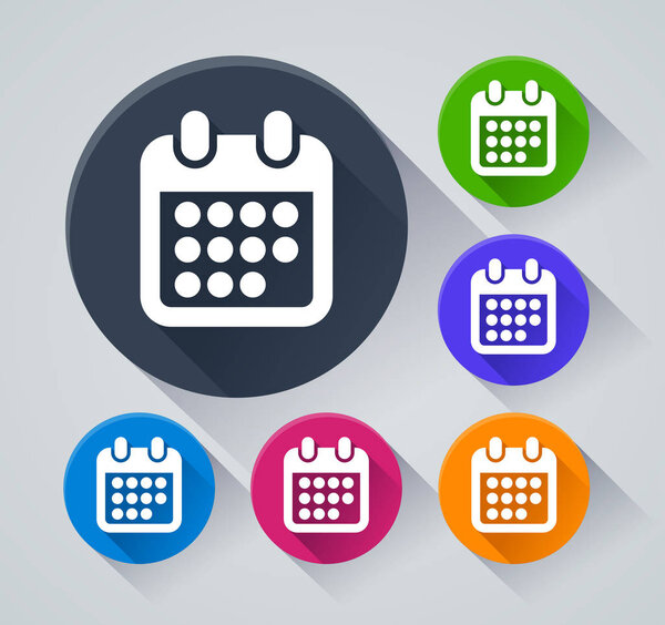 Illustration of calendar circle icons with shadow