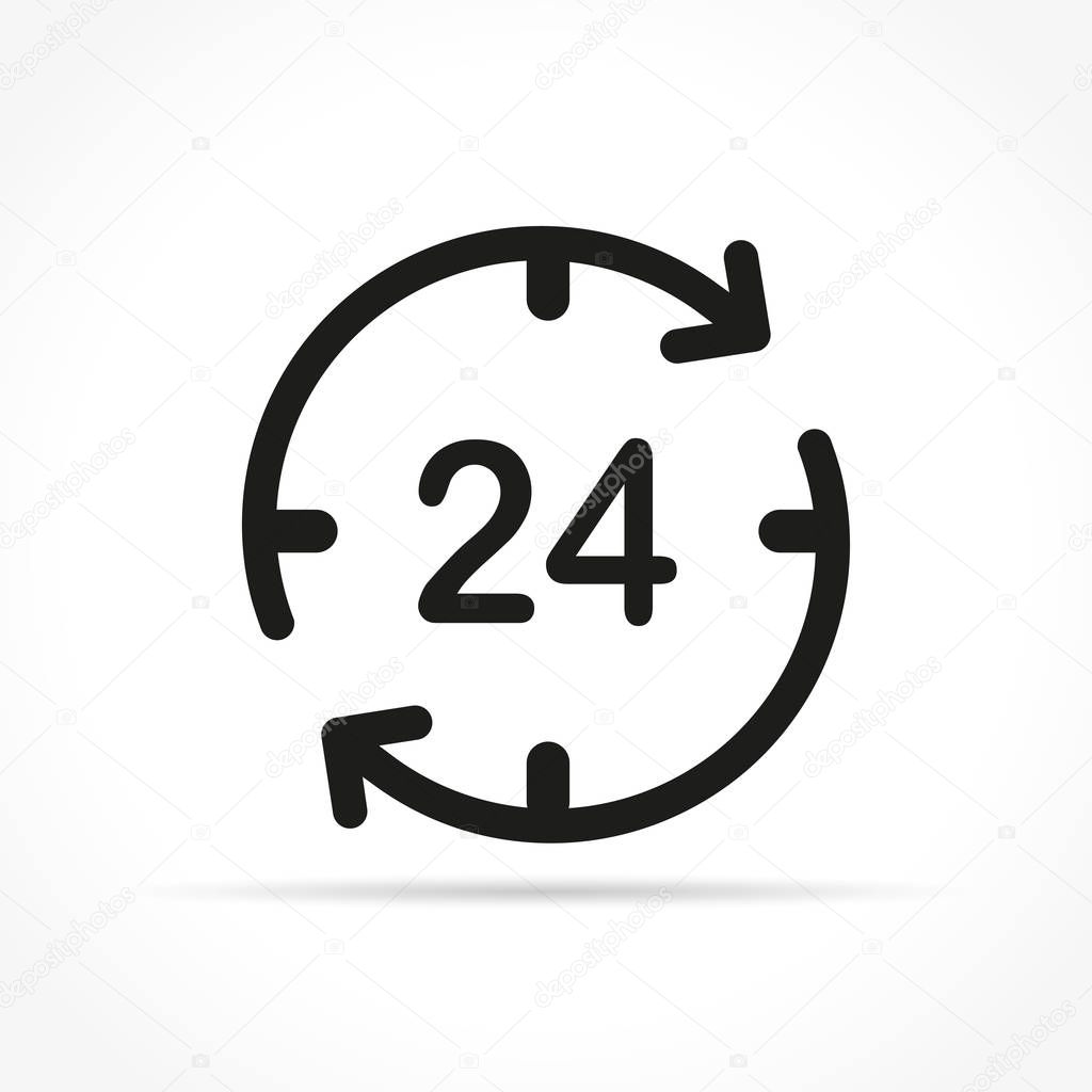Illustration of twenty four hours icon concept