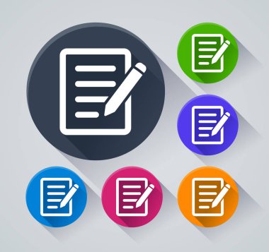 Kağıt ve kalem daire simgeler gösteren resim