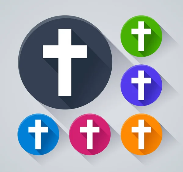 Ilustración Jesus Cross Circle Iconos Con Sombra — Archivo Imágenes Vectoriales