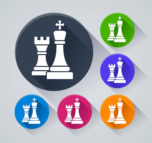 Illustration of chess circle icons with shadow