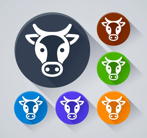 Illustration Cow Circle Icons Shadow — Stock Vector