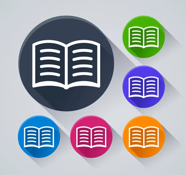 Ilustración Iconos Círculo Libro Con Sombra — Vector de stock