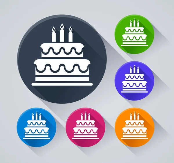 影で誕生日ケーキ アイコンのイラスト — ストックベクタ