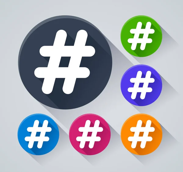 Illustration Hashtag Circle Icons Shadow — Stock Vector