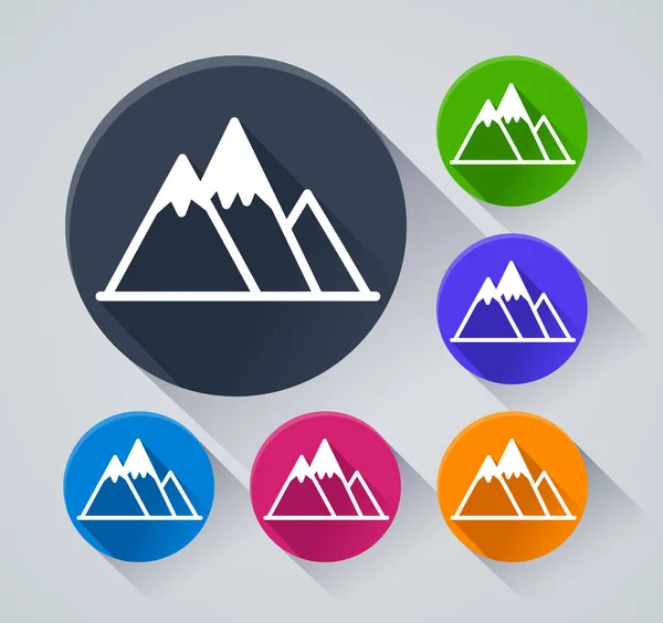 Ilustración Iconos Círculo Montaña Con Sombra — Vector de stock