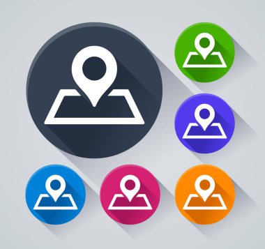 Harita PIN circle gölge simgelerle gösteren resim