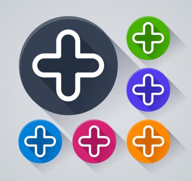 Artı işareti simgeleri gölgeli illüstrasyon