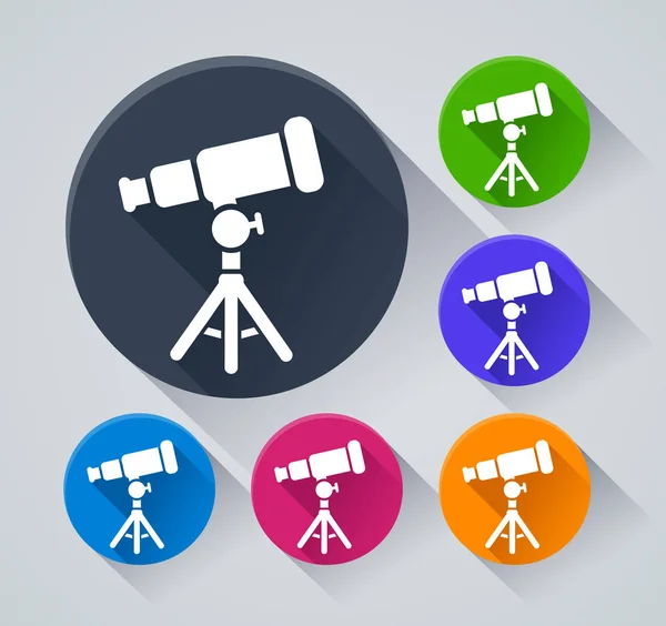 Illustration Telescope Circle Icons Shadow — Stock Vector