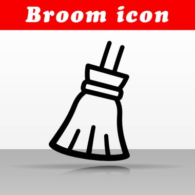 Siyah süpürge vektör simgesi tasarım çizimi