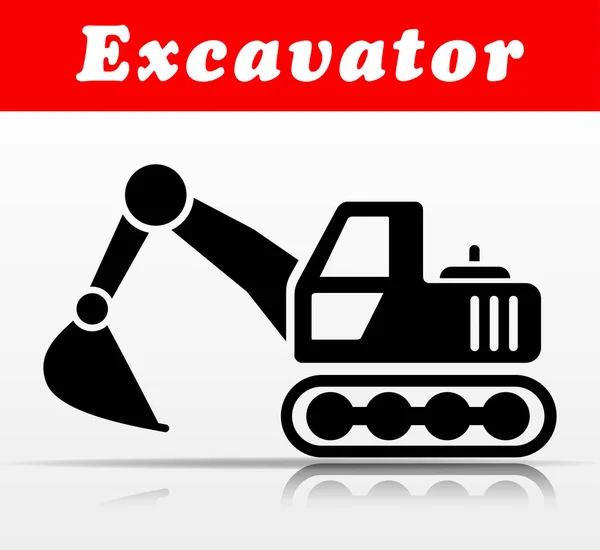 Ilustración Diseño Icono Vector Excavadora Negro — Vector de stock