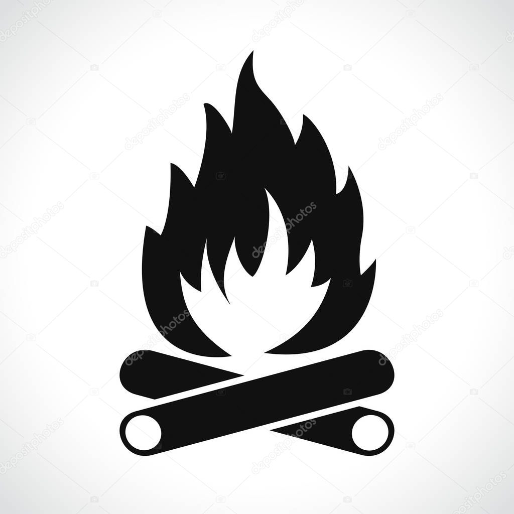 Illustration of bonfire icon on white background