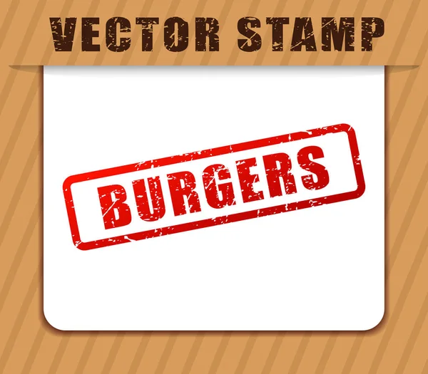 Illustrazione Hamburger Tamponati Carta Bianca — Vettoriale Stock