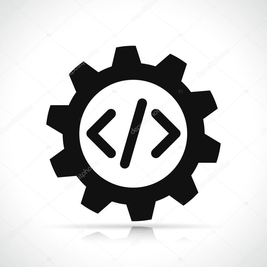 Illustration of coding icon on white background