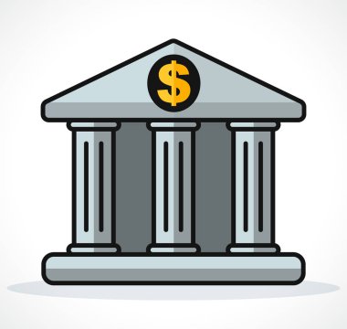 beyaz zemin üzerine bina banka vektörel çizimi