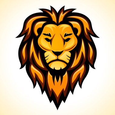 Beyaz arka plan üzerinde vektör aslan baş tasarım