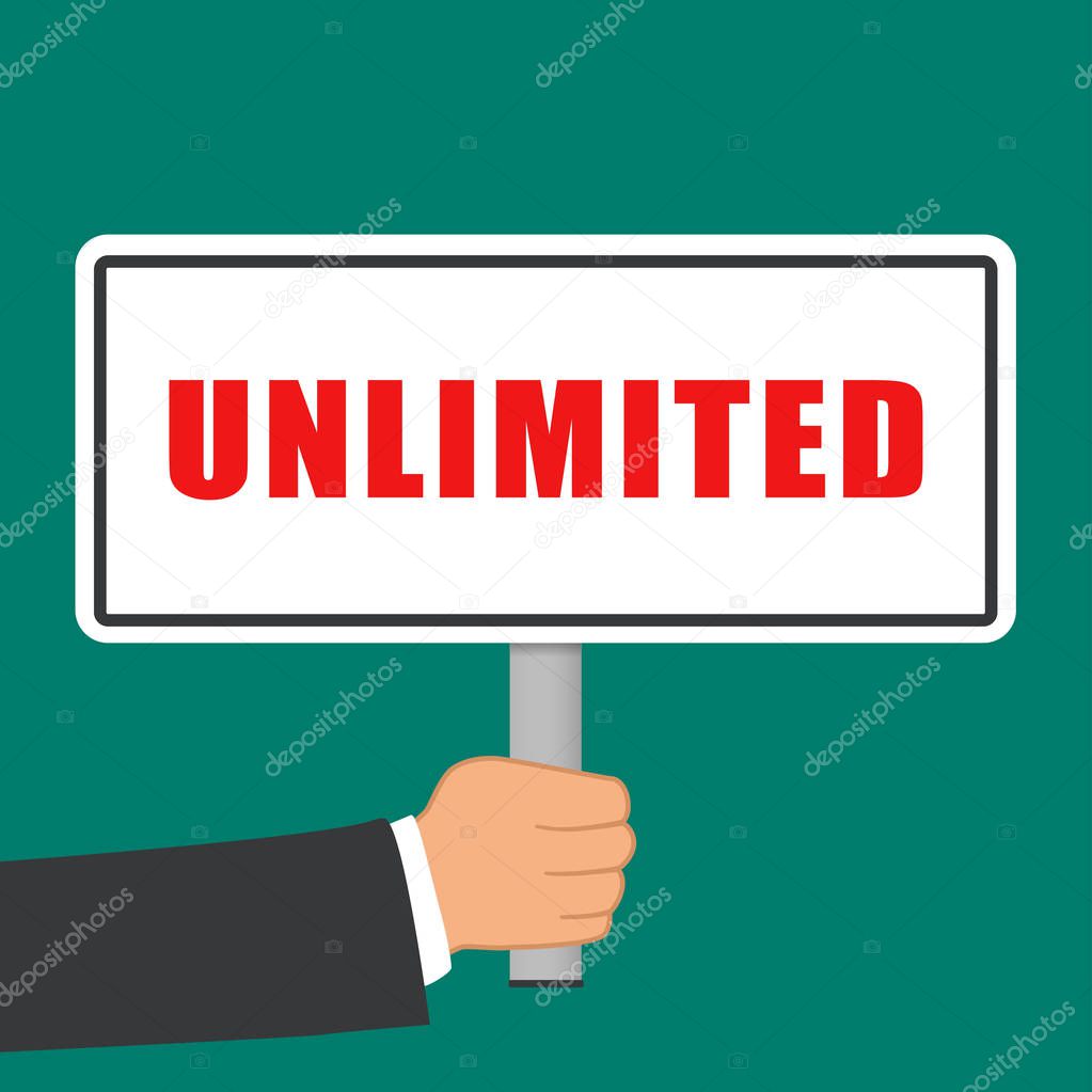 Illustration of unlimited word sign flat concept