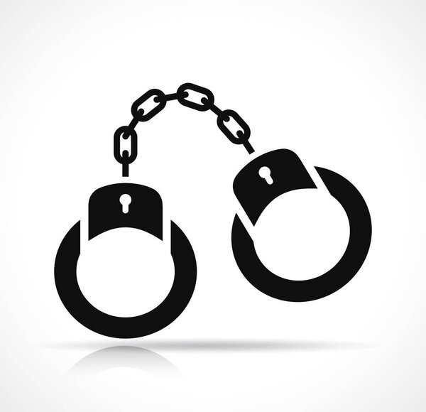 Vector illustration of handcuffs icon black design