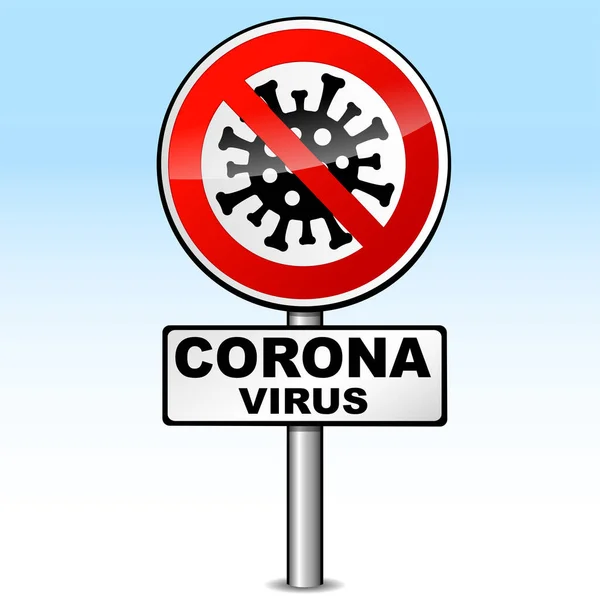 Illustration Vectorielle Panneau Routier Virus Couronne — Image vectorielle