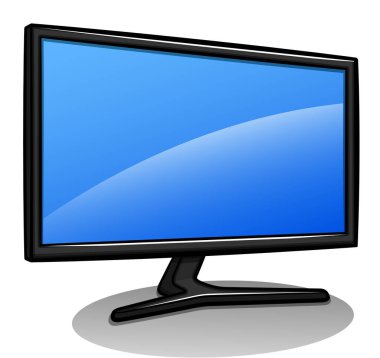Bilgisayar monitörü çizgi filminin vektör çizimi izole edildi