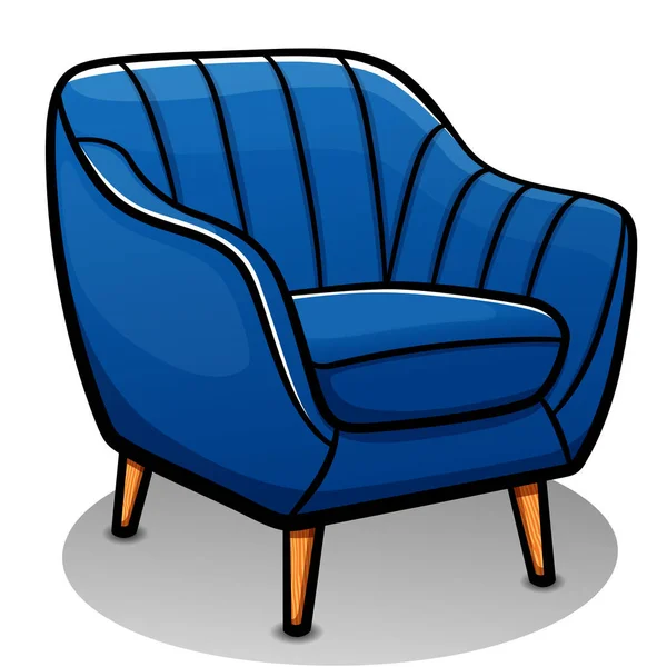 Vector Illustration Blue Armchair Cartoon Isolated — Stock Vector