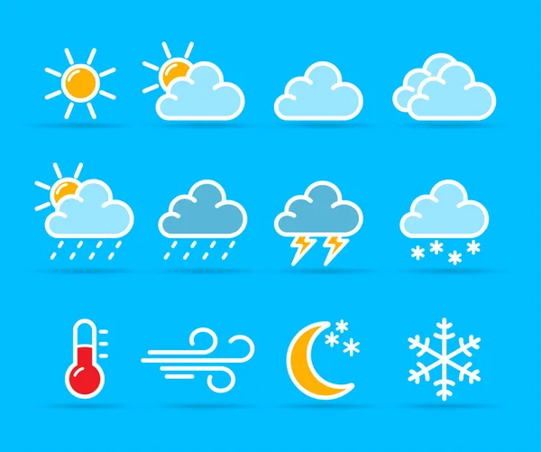 Vector Illustration Weather Icons Blue Background — Stock Vector
