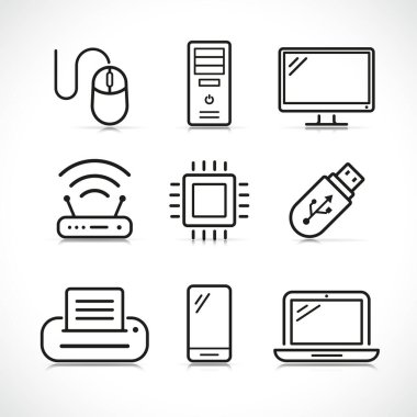 Bilgisayar bilimi simgelerinin vektör illüstrasyonu