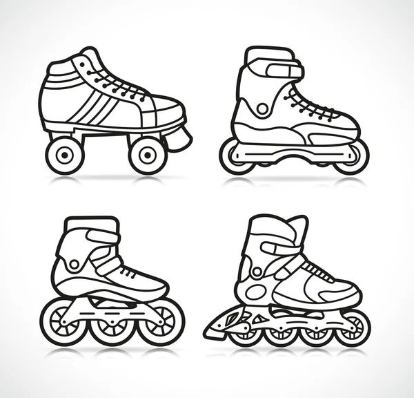 Ilustración Vectorial Del Conjunto Iconos Patines — Vector de stock