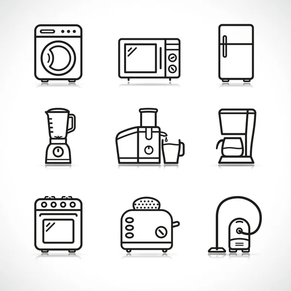 Ilustración Vectorial Del Conjunto Iconos Electrodomésticos — Vector de stock