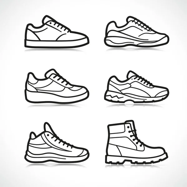 Ilustración Vectorial Del Conjunto Iconos Zapatos Deportivos — Archivo Imágenes Vectoriales