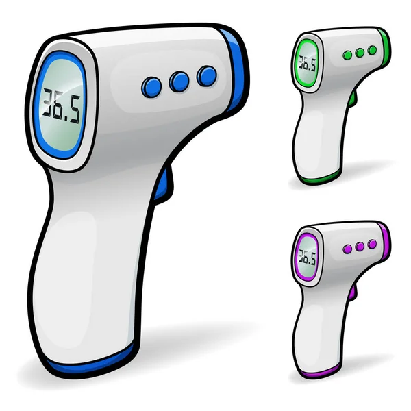 Vector Illustratie Van Infrarood Contactloze Thermometer — Stockvector