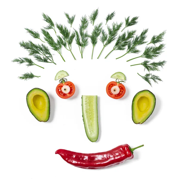 Visage drôle fait de différents légumes — Photo