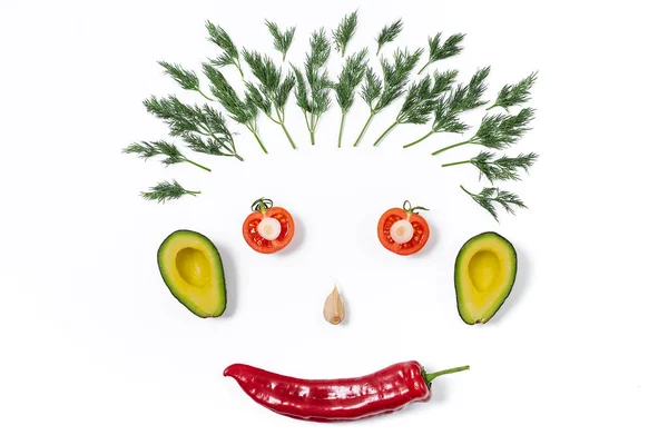 Cara engraçada feita de vegetais diferentes — Fotografia de Stock