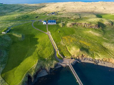Reykjavik İzlanda iseland müesseseden. Üstten hava fotoğraf